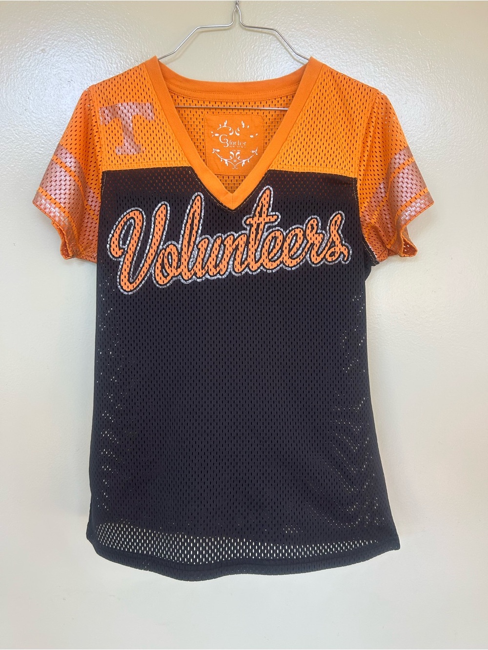 Tennessee Volunteers Mesh V-Neck Jersey Top in Orange and Black